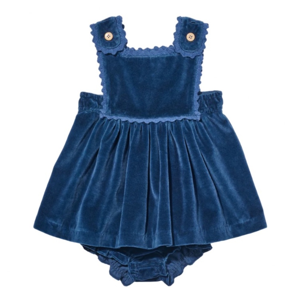 Oso‎ and Me DOROTHY VELVET DRESS - PETROL size 12m
